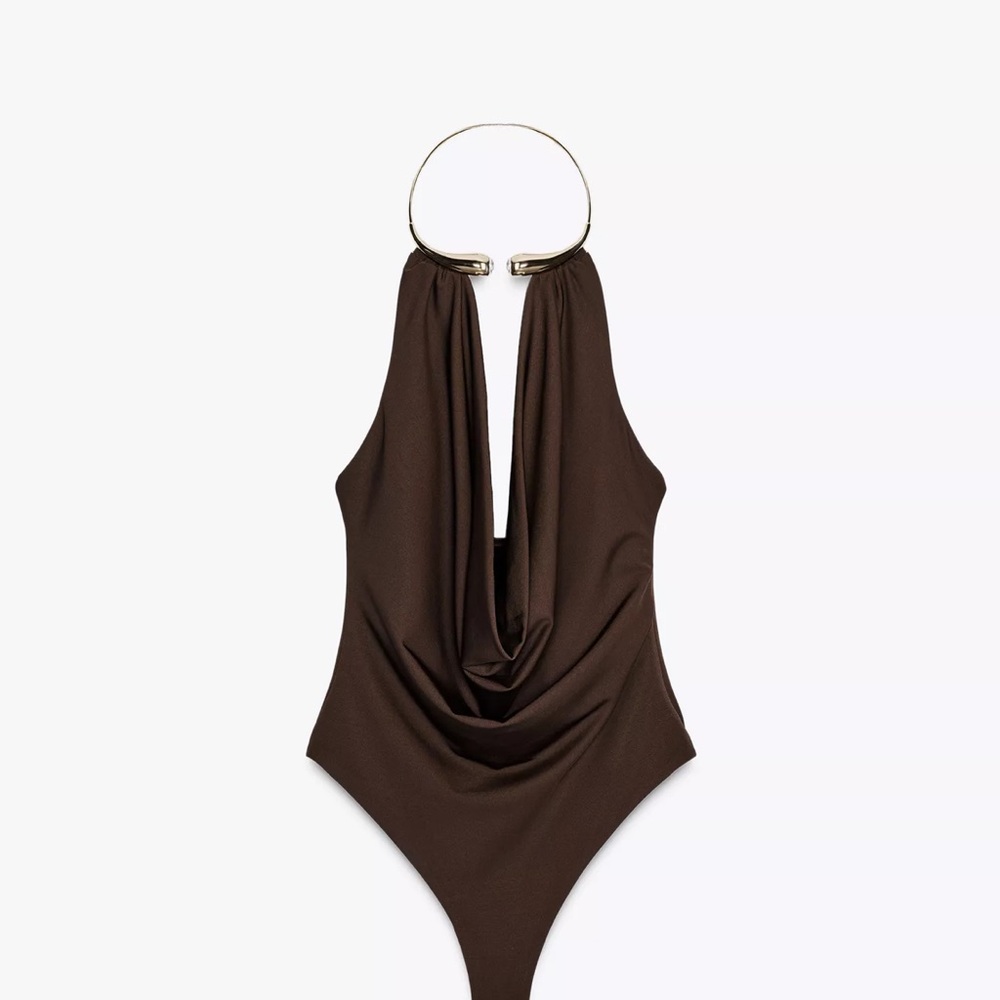 Zara Brown Halter Bodysuit